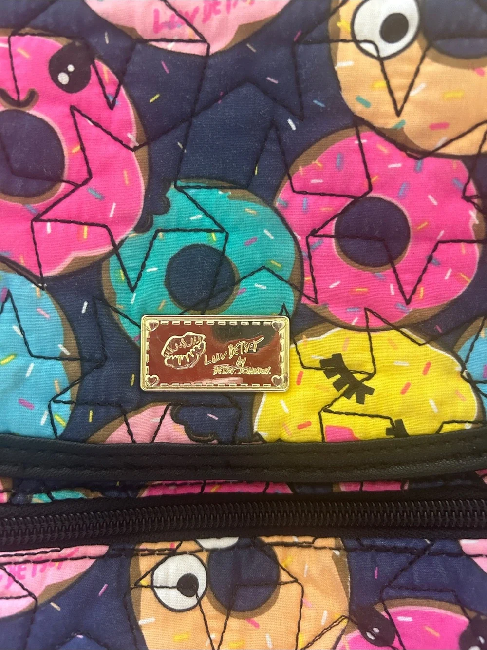 Kids Donut Print Quilted Backpack - Multicolor